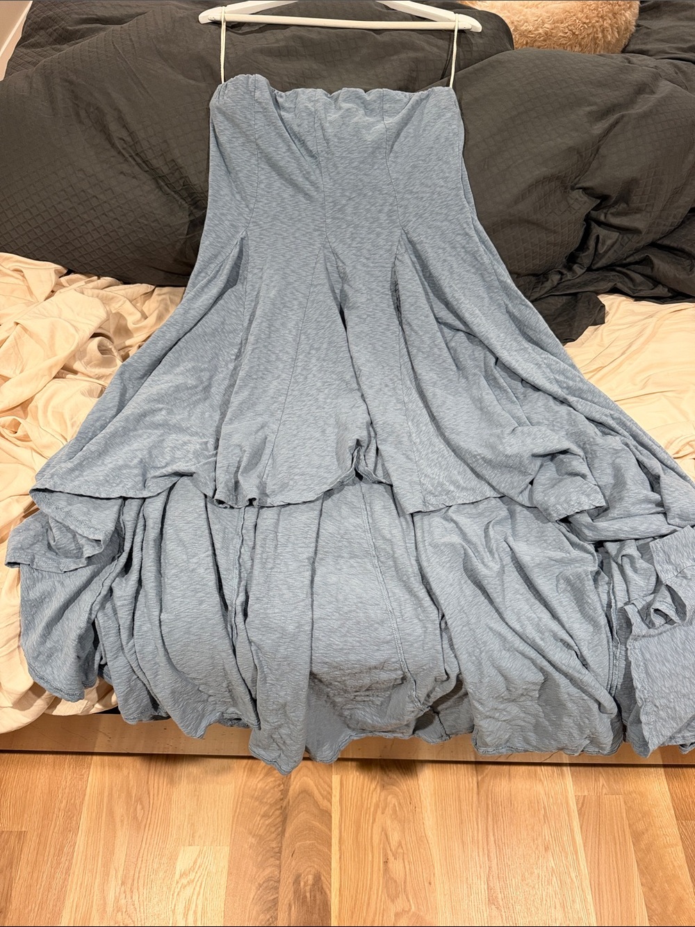 Free People - never worn - Light Blue Strapless Tiered Maxi Dress